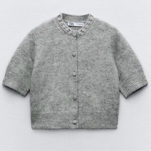 Zara Bejeweled Knit Cardigan